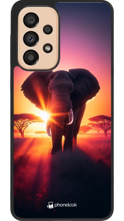 Coque Samsung Galaxy A33 5G - Silicone rigide noir Elephant Sunrise Beauty