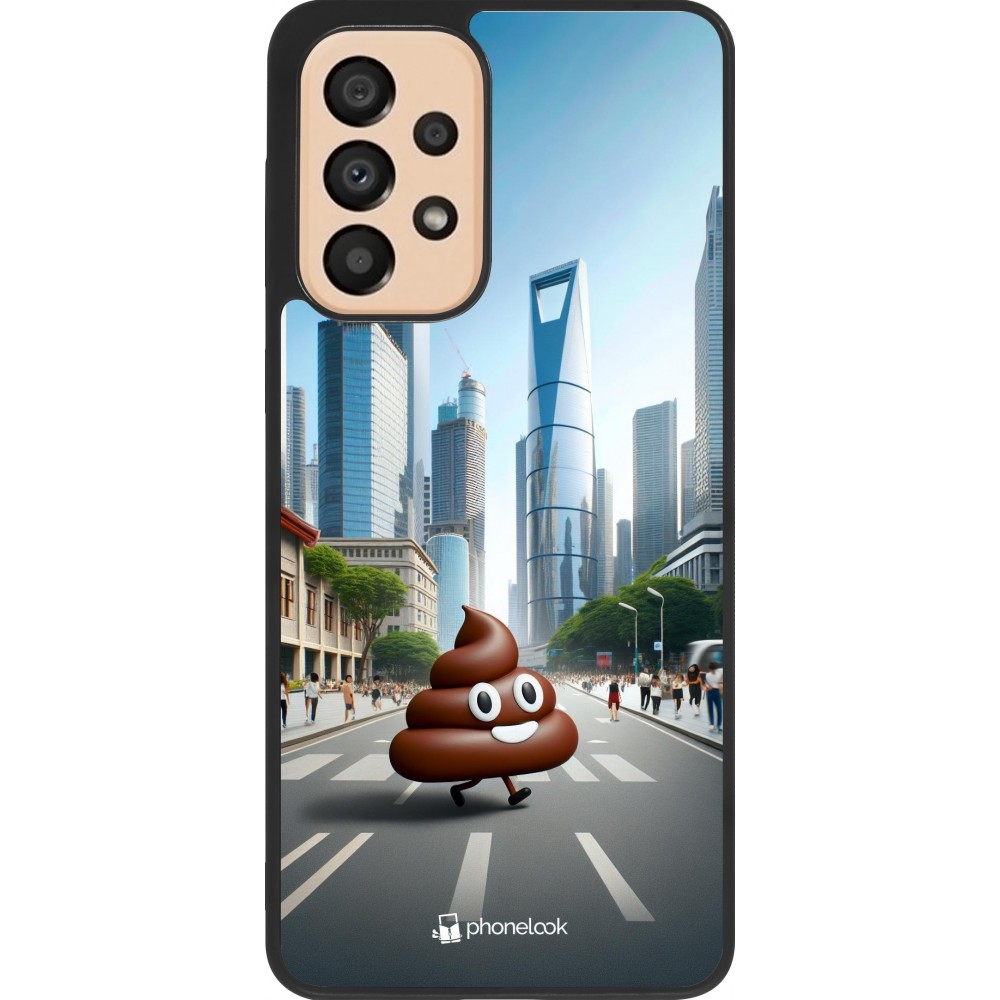 Coque Samsung Galaxy A33 5G - Silicone rigide noir Emoji Caca walk