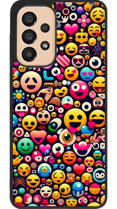 Coque Samsung Galaxy A33 5G - Silicone rigide noir Emoji Mix Color