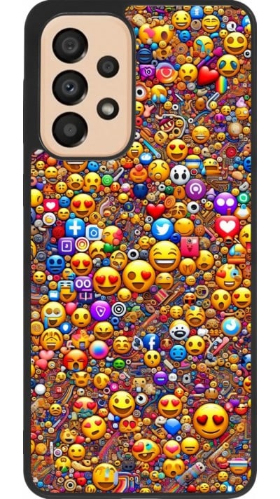 Coque Samsung Galaxy A33 5G - Silicone rigide noir Emoji mixed