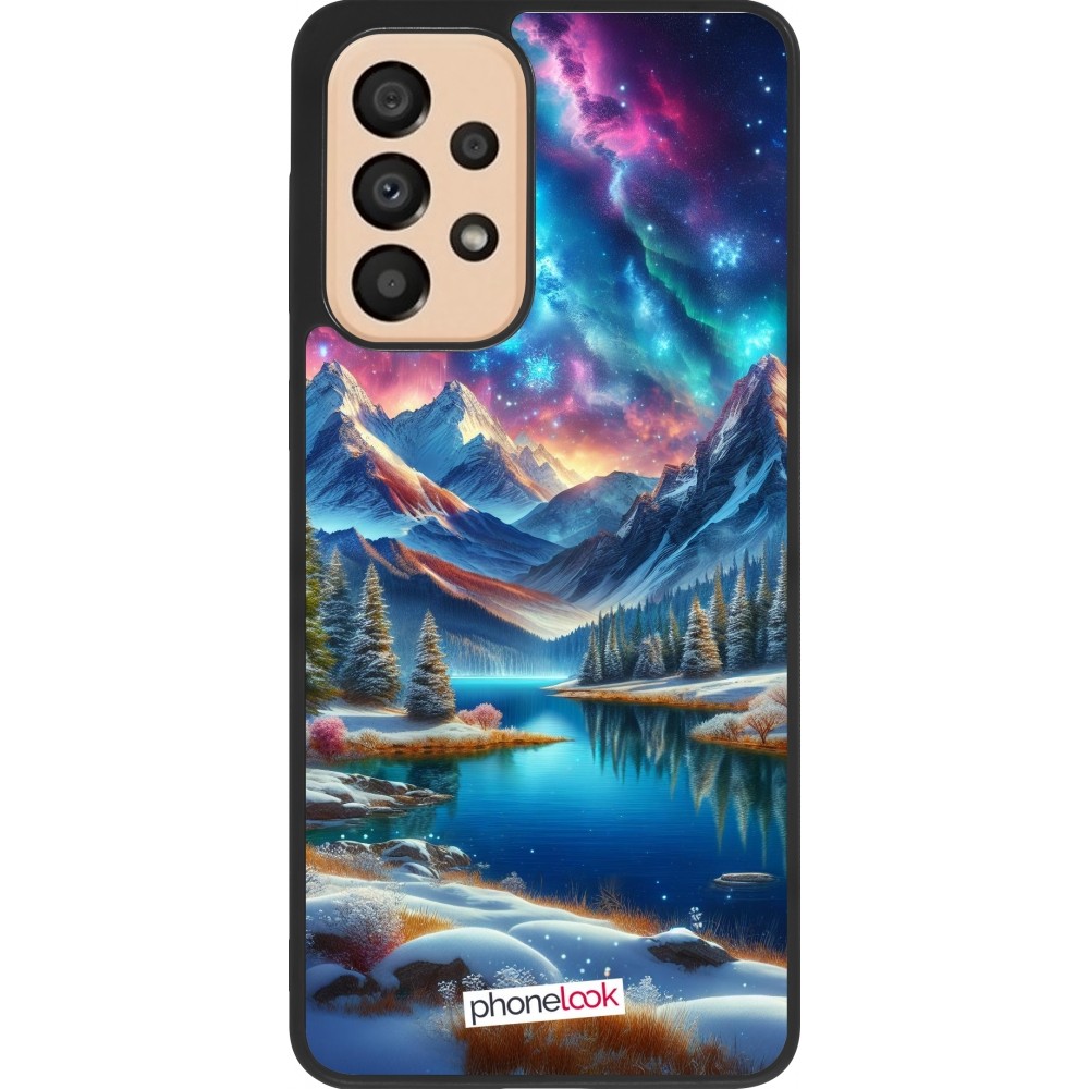 Coque Samsung Galaxy A33 5G - Silicone rigide noir Fantasy Mountain Lake Sky Stars