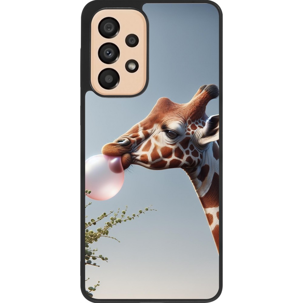 Coque Samsung Galaxy A33 5G - Silicone rigide noir Girafe à bulle