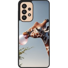 Coque Samsung Galaxy A33 5G - Silicone rigide noir Girafe à bulle