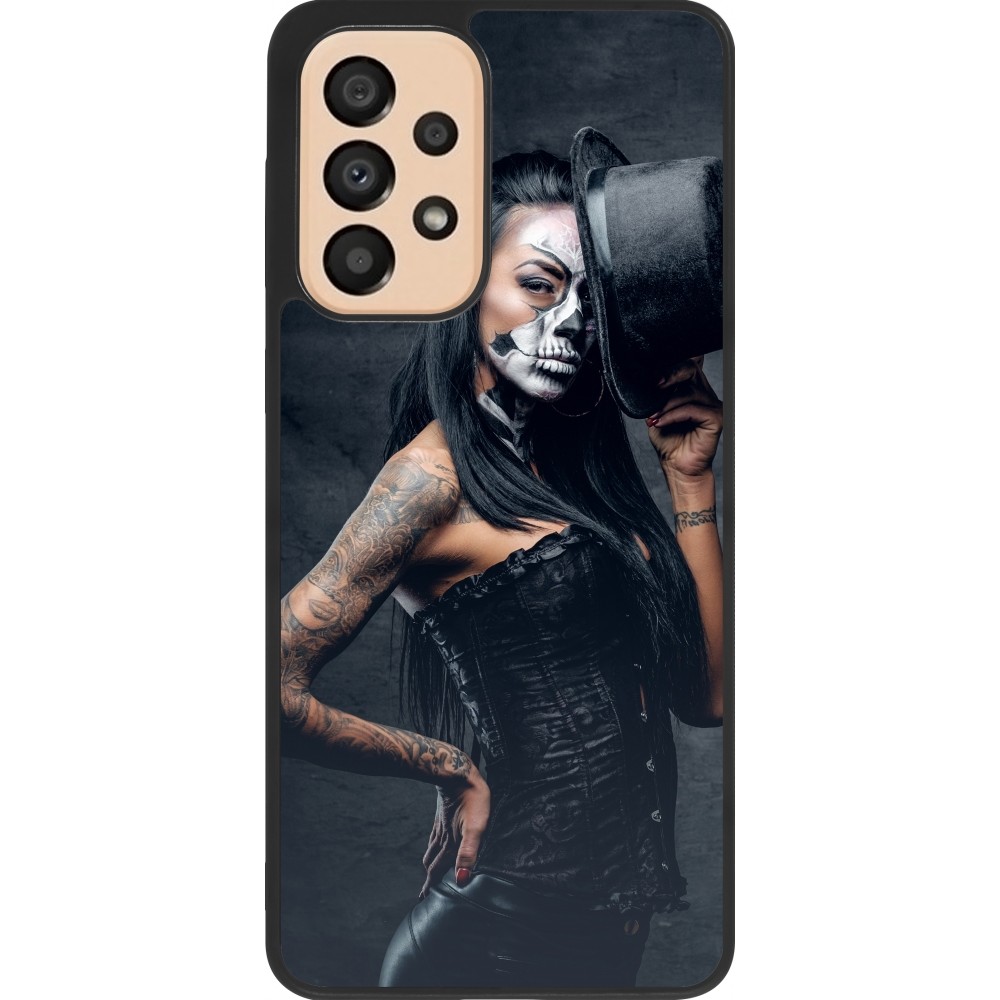 Samsung Galaxy A33 5G Case Hülle - Silikon schwarz Halloween 22 Tattooed Girl