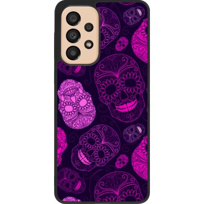 Coque Samsung Galaxy A33 5G - Silicone rigide noir Halloween 2023 pink skulls