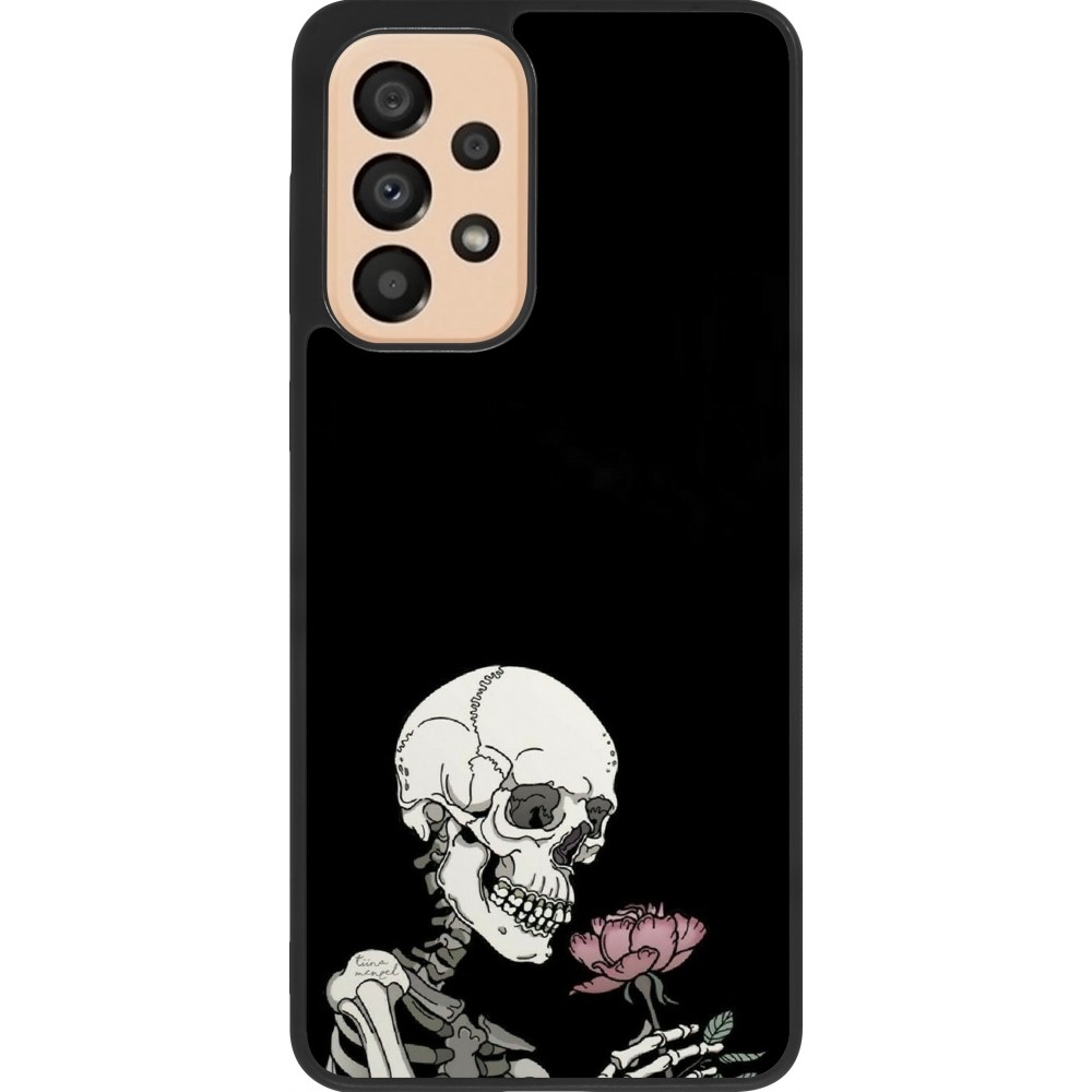 Coque Samsung Galaxy A33 5G - Silicone rigide noir Halloween 2023 rose and skeleton