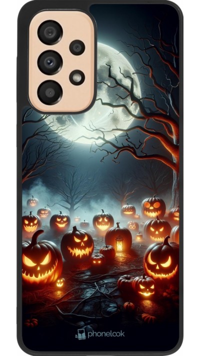 Coque Samsung Galaxy A33 5G - Silicone rigide noir Halloween 2024 Many Pumpkins