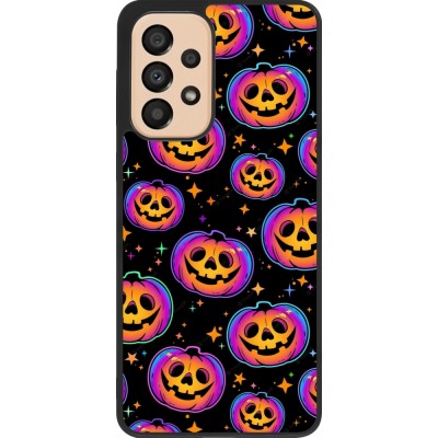 Coque Samsung Galaxy A33 5G - Silicone rigide noir Halloween 2024 rainbow pumpkins