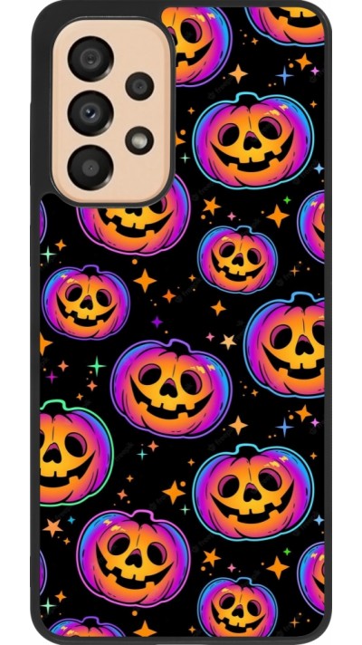 Coque Samsung Galaxy A33 5G - Silicone rigide noir Halloween 2024 rainbow pumpkins