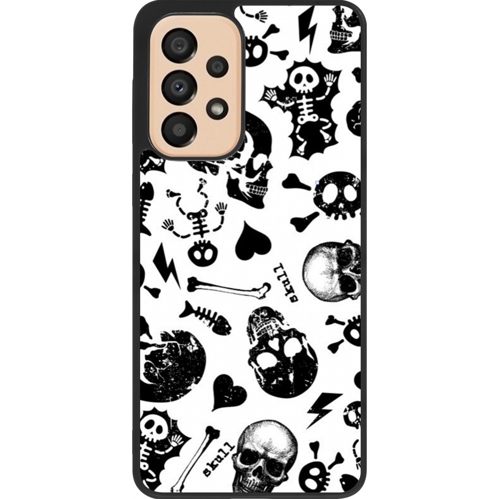 Coque Samsung Galaxy A33 5G - Silicone rigide noir Halloween 2024 skeleton mix