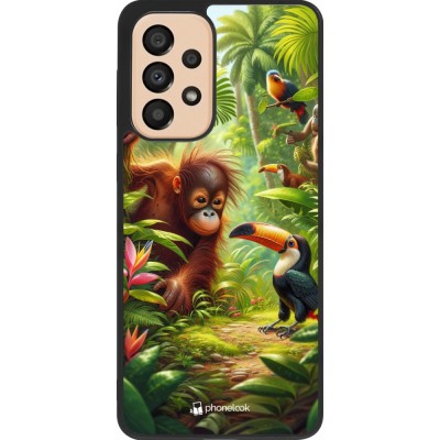 Coque Samsung Galaxy A33 5G - Silicone rigide noir Jungle Tropicale Tayrona