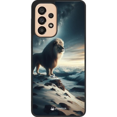 Coque Samsung Galaxy A33 5G - Silicone rigide noir Le lion blanc