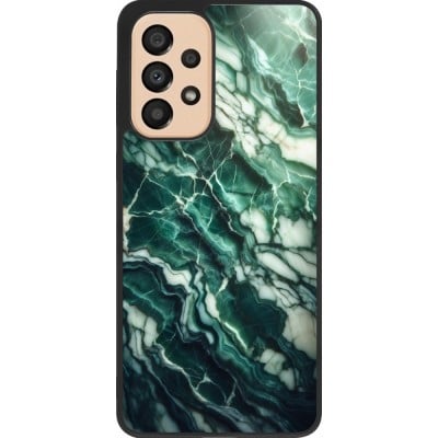 Coque Samsung Galaxy A33 5G - Silicone rigide noir Marbre vert majestueux