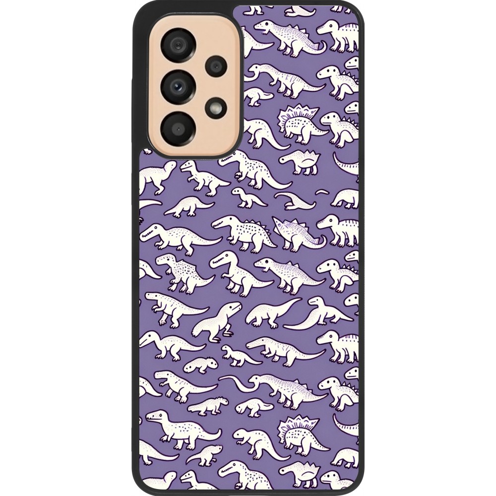 Coque Samsung Galaxy A33 5G - Silicone rigide noir Mini dino pattern violet