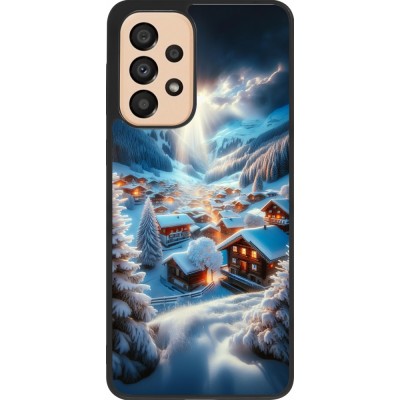 Coque Samsung Galaxy A33 5G - Silicone rigide noir Mont Neige Lumière