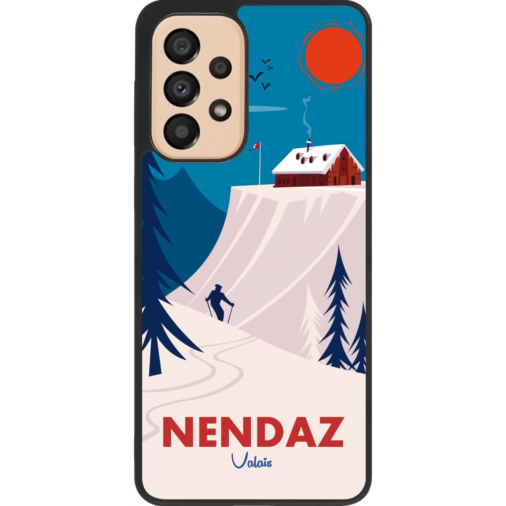 Coque Samsung Galaxy A33 5G - Silicone rigide noir Nendaz Cabane Ski