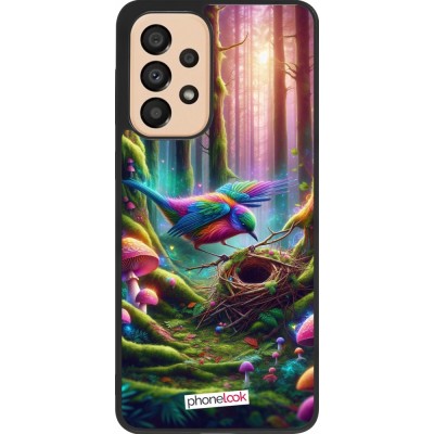 Coque Samsung Galaxy A33 5G - Silicone rigide noir Oiseau Nid Forêt