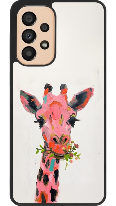 Coque Samsung Galaxy A33 5G - Silicone rigide noir Pink Girafe Paint