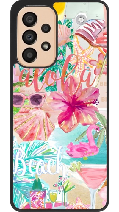 Coque Samsung Galaxy A33 5G - Silicone rigide noir Preppy Collage Aloha