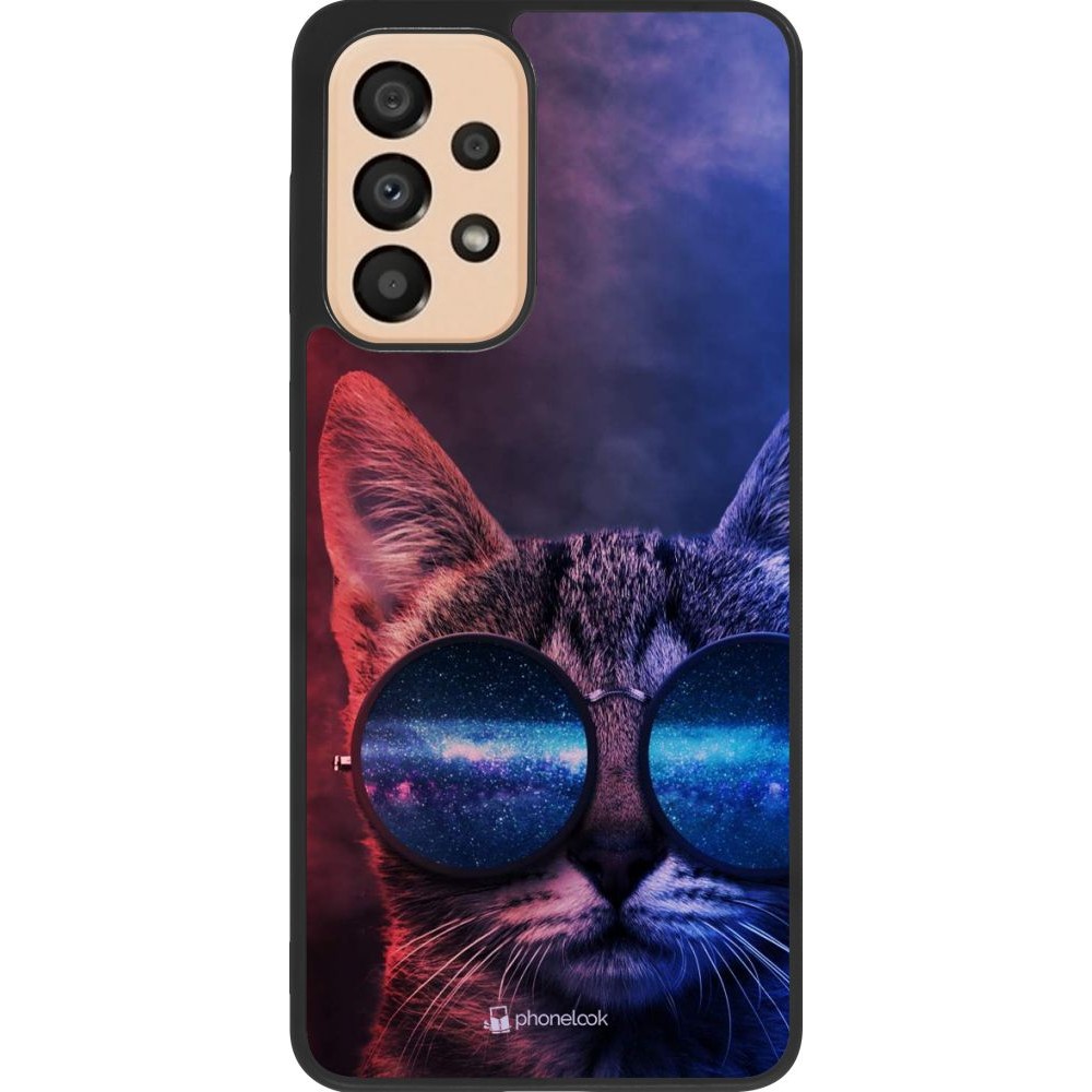 Hülle Samsung Galaxy A33 5G - Silikon schwarz Red Blue Cat Glasses