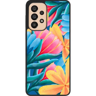 Coque Samsung Galaxy A33 5G - Silicone rigide noir Spring 23 colorful flowers