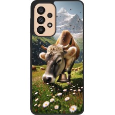 Coque Samsung Galaxy A33 5G - Silicone rigide noir Vache montagne Valais