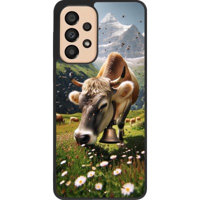 Coque Samsung Galaxy A33 5G - Silicone rigide noir Vache montagne Valais