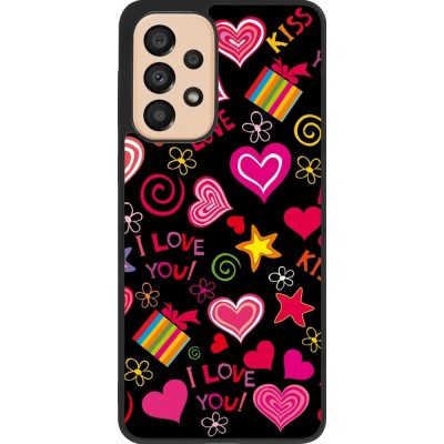 Coque Samsung Galaxy A33 5G - Silicone rigide noir Valentine 2023 love symbols