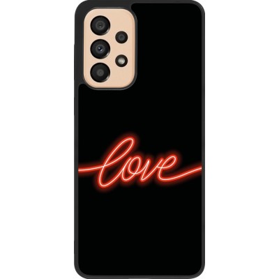 Coque Samsung Galaxy A33 5G - Silicone rigide noir Valentine 2023 neon love