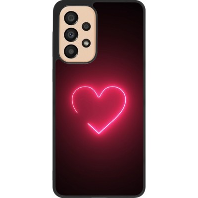 Coque Samsung Galaxy A33 5G - Silicone rigide noir Valentine 2023 single neon heart