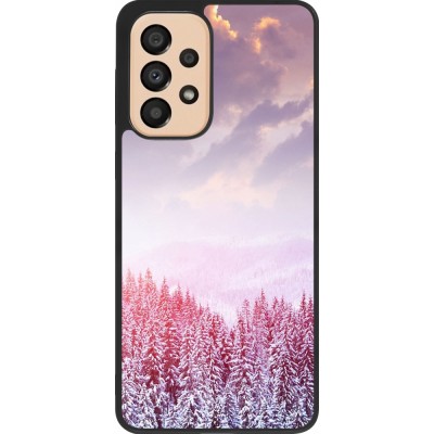 Coque Samsung Galaxy A33 5G - Silicone rigide noir Winter 22 Pink Forest