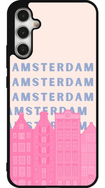 Samsung Galaxy A34 5G Case Hülle - Silikon schwarz Amsterdam Pink Print