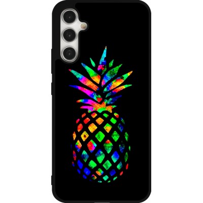 Coque Samsung Galaxy A34 5G - Silicone rigide noir Ananas Multi-colors