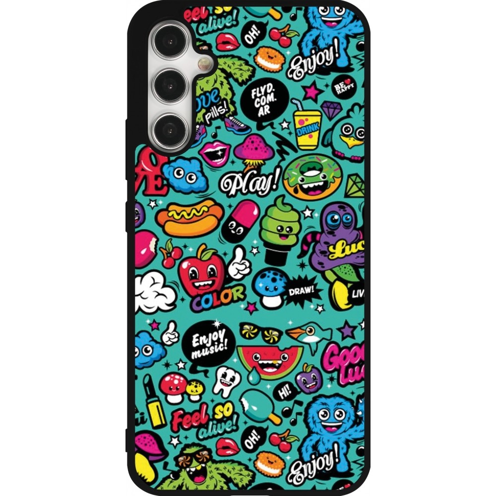 Coque Samsung Galaxy A34 5G - Silicone rigide noir Cartoons old school