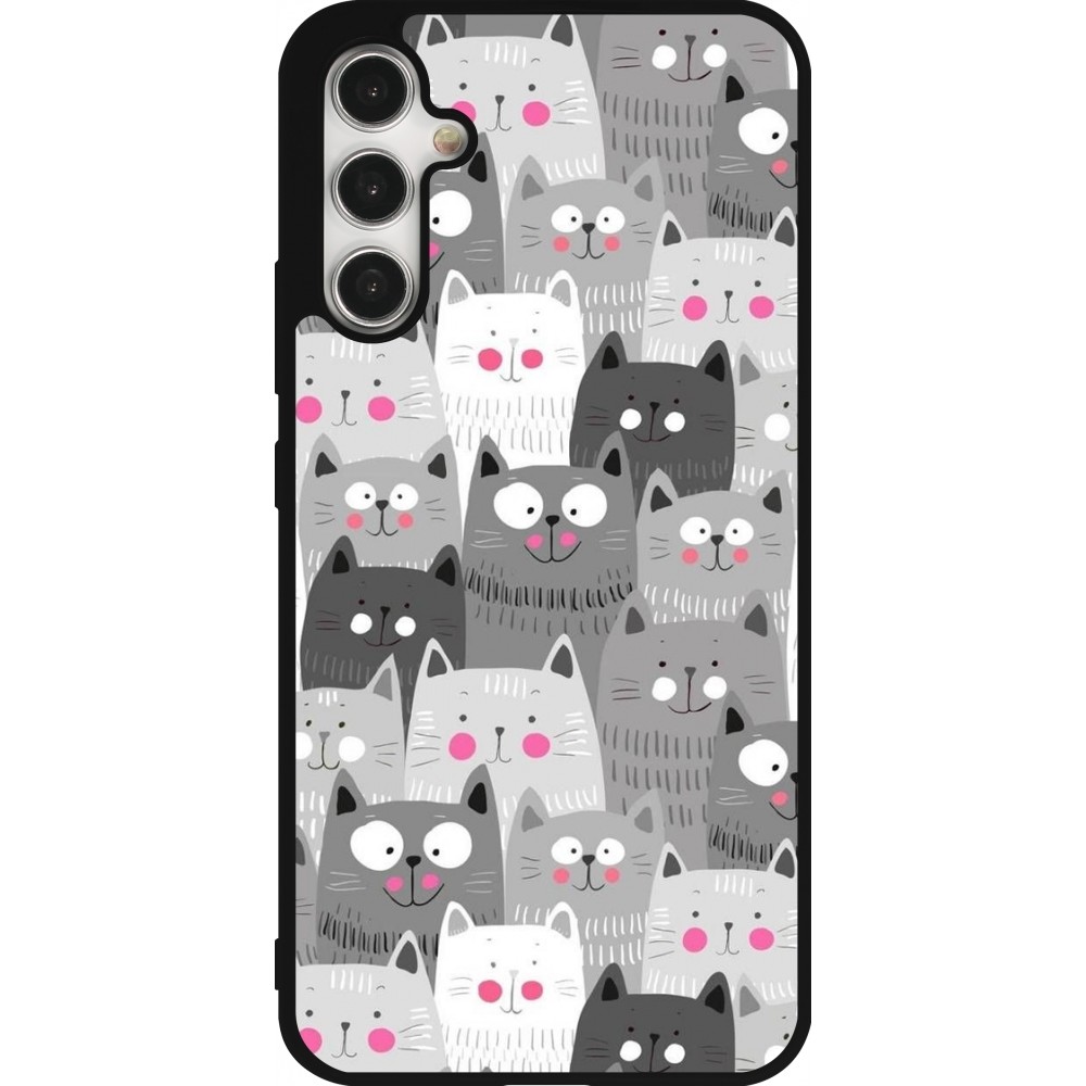 Samsung Galaxy A34 5G Case Hülle - Silikon schwarz Katzenschwärme