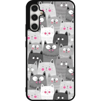 Coque Samsung Galaxy A34 5G - Silicone rigide noir Chats gris troupeau