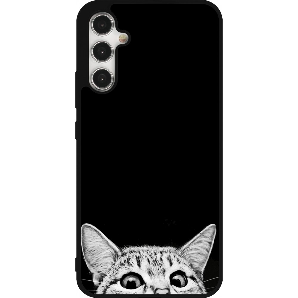 Samsung Galaxy A34 5G Case Hülle - Silikon schwarz Cat Looking Up Black