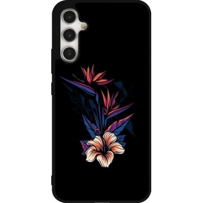 Coque Samsung Galaxy A34 5G - Silicone rigide noir Dark Flowers