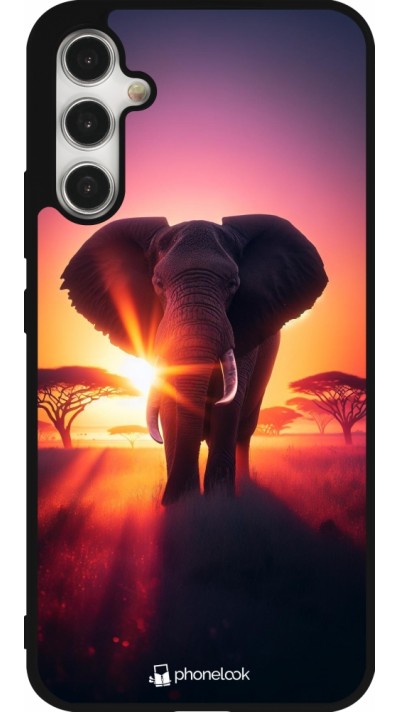 Coque Samsung Galaxy A34 5G - Silicone rigide noir Elephant Sunrise Beauty