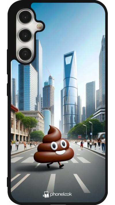 Coque Samsung Galaxy A34 5G - Silicone rigide noir Emoji Caca walk