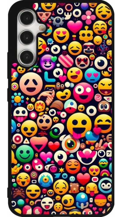 Coque Samsung Galaxy A34 5G - Silicone rigide noir Emoji Mix Color