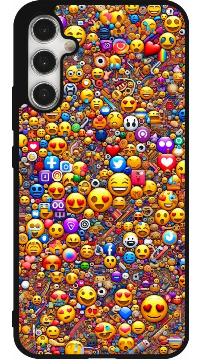 Coque Samsung Galaxy A34 5G - Silicone rigide noir Emoji mixed