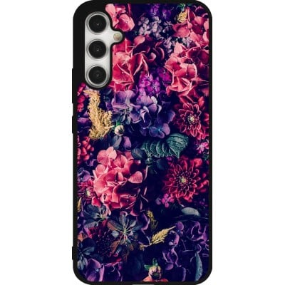 Coque Samsung Galaxy A34 5G - Silicone rigide noir Flowers Dark