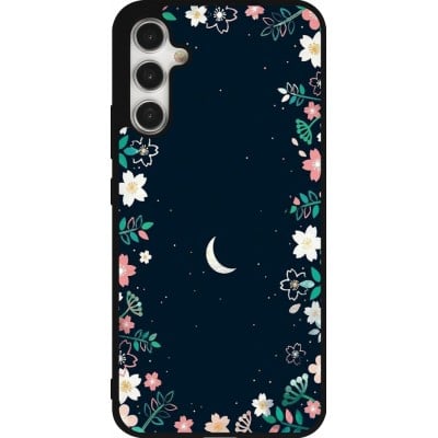 Coque Samsung Galaxy A34 5G - Silicone rigide noir Flowers space