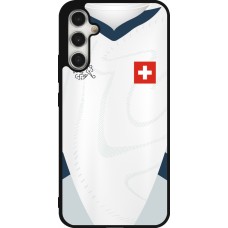 Coque Samsung Galaxy A34 5G - Silicone rigide noir Maillot de football Suisse Extérieur personnalisable