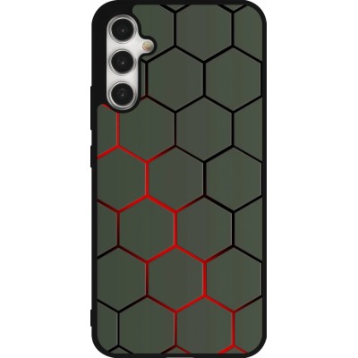 Coque Samsung Galaxy A34 5G - Silicone rigide noir Geometric Line red