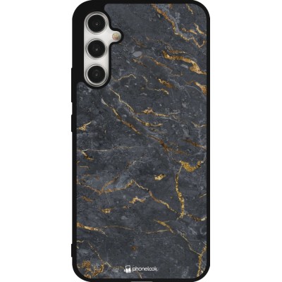 Coque Samsung Galaxy A34 5G - Silicone rigide noir Grey Gold Marble