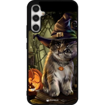 Coque Samsung Galaxy A34 5G - Silicone rigide noir Halloween 21 Witch cat