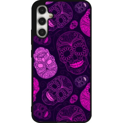 Coque Samsung Galaxy A34 5G - Silicone rigide noir Halloween 2023 pink skulls