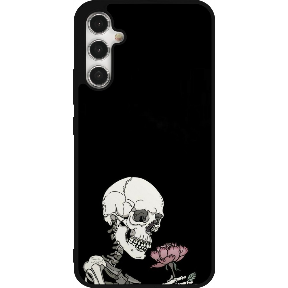 Coque Samsung Galaxy A34 5G - Silicone rigide noir Halloween 2023 rose and skeleton